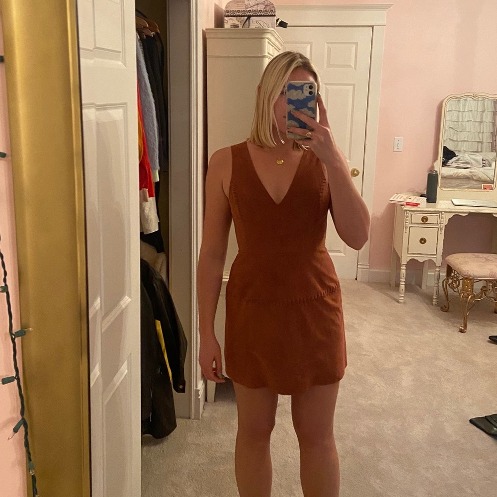 Burgundy suede mini dress